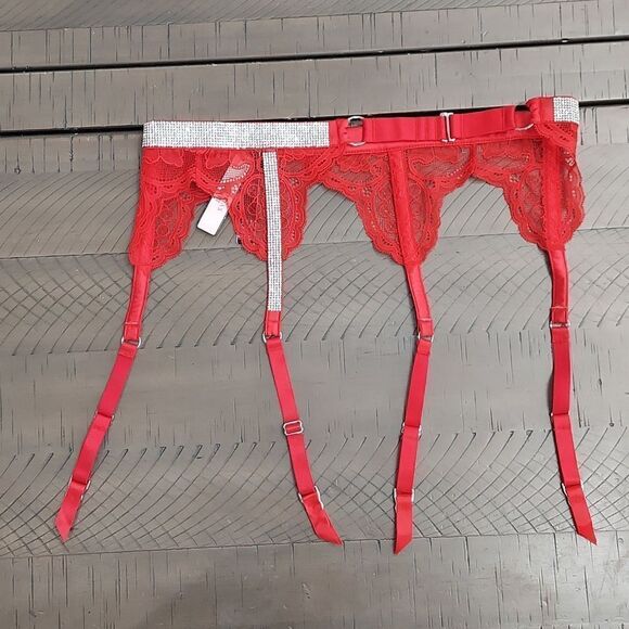 Victoria's Secret Red Lace Bling Garter Belt Sz XS NWT - Picture 3 of 4